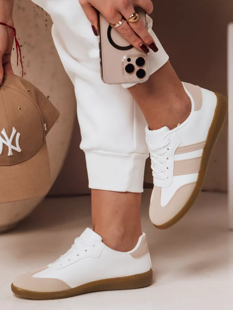 Women's white with brown details casual shoes Niti