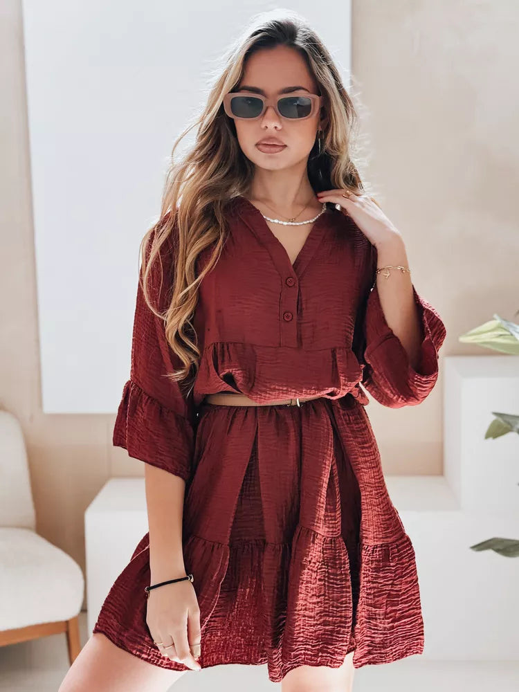 Women's burgundy summer dress Lyvonne
