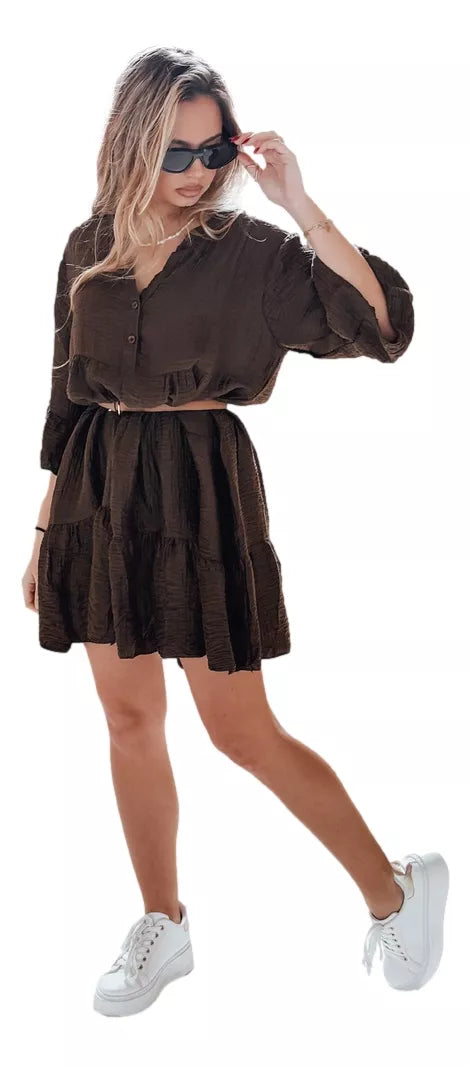 Women's dark brown summer dress Lyvonne