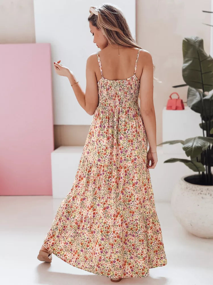 Women's long dress with purple flowers Flori