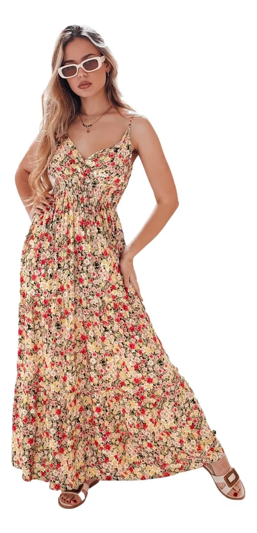Women's long floral dress Flori