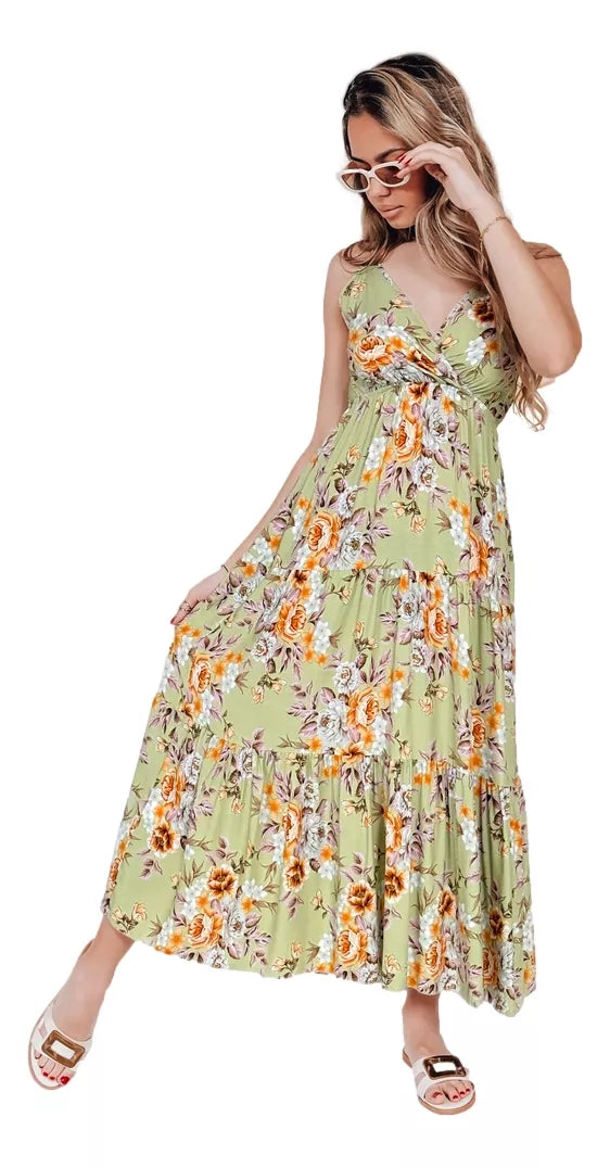Women's light green long dress Missblossy 