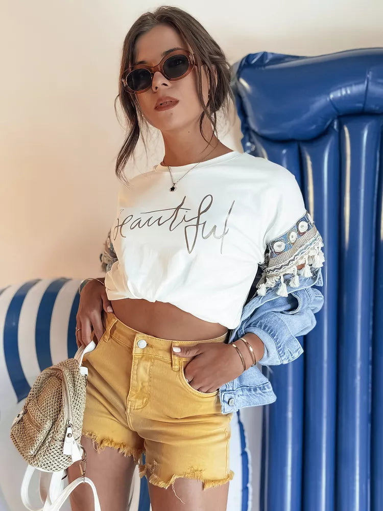 Women's yellow denim shorts Sunylook