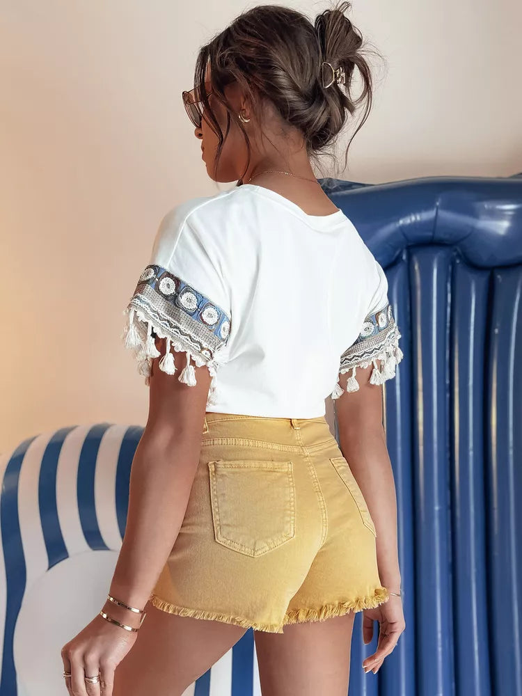 Women's yellow denim shorts Sunylook