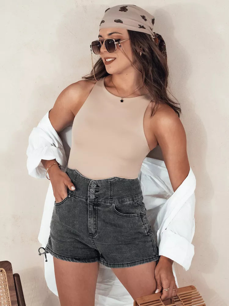 Women's black denim shorts Jeanlove