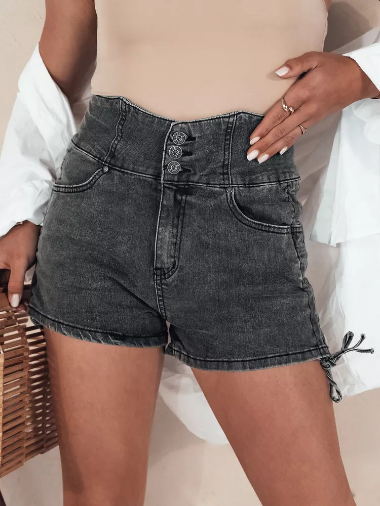 Women's black denim shorts Jeanlove