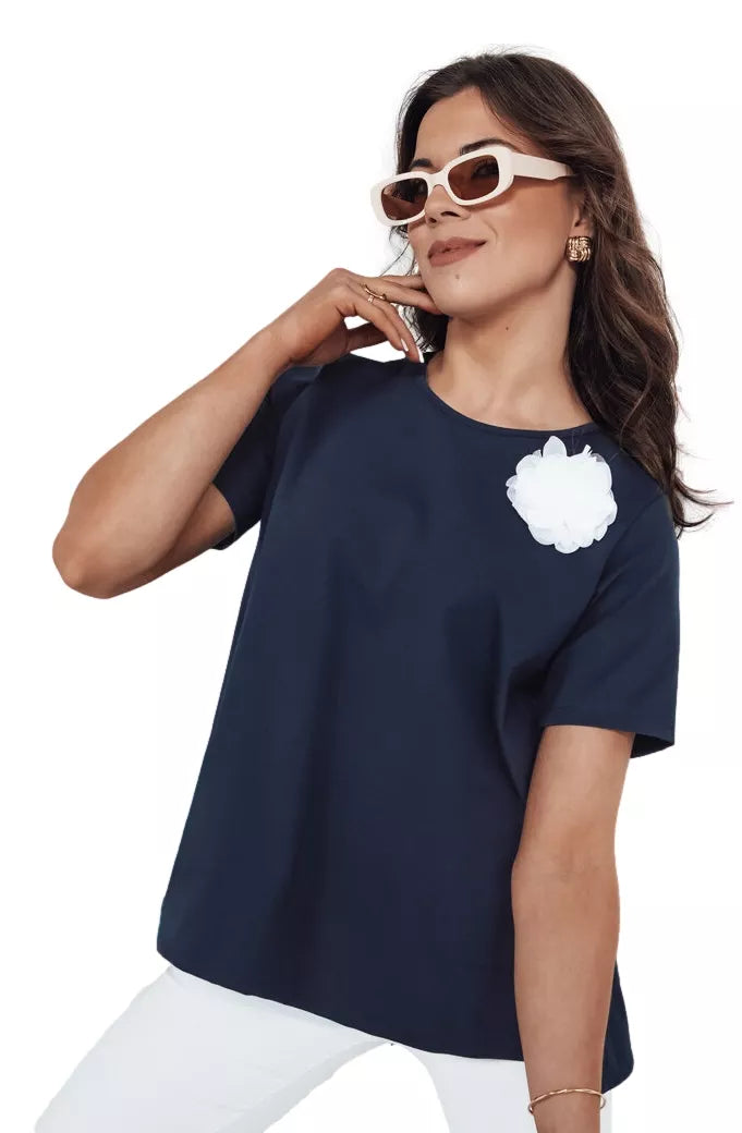 Women's navy blue T-shirt Binda