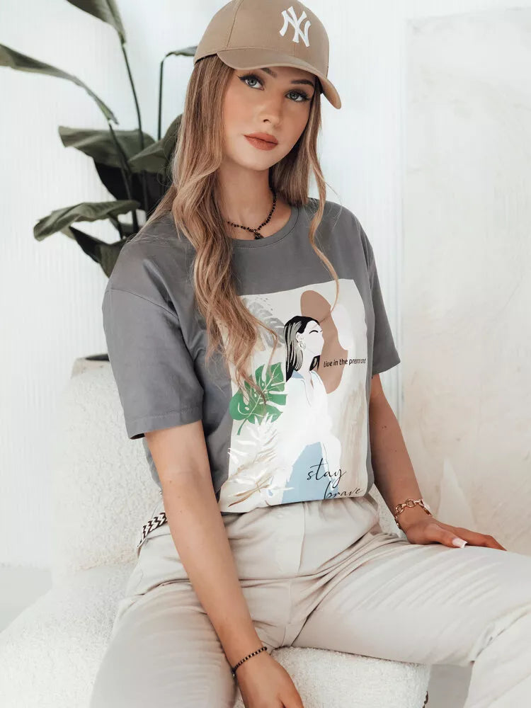 Women's gray T-shirt Breivi