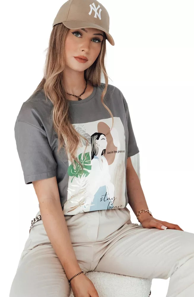 Women's gray T-shirt Breivi