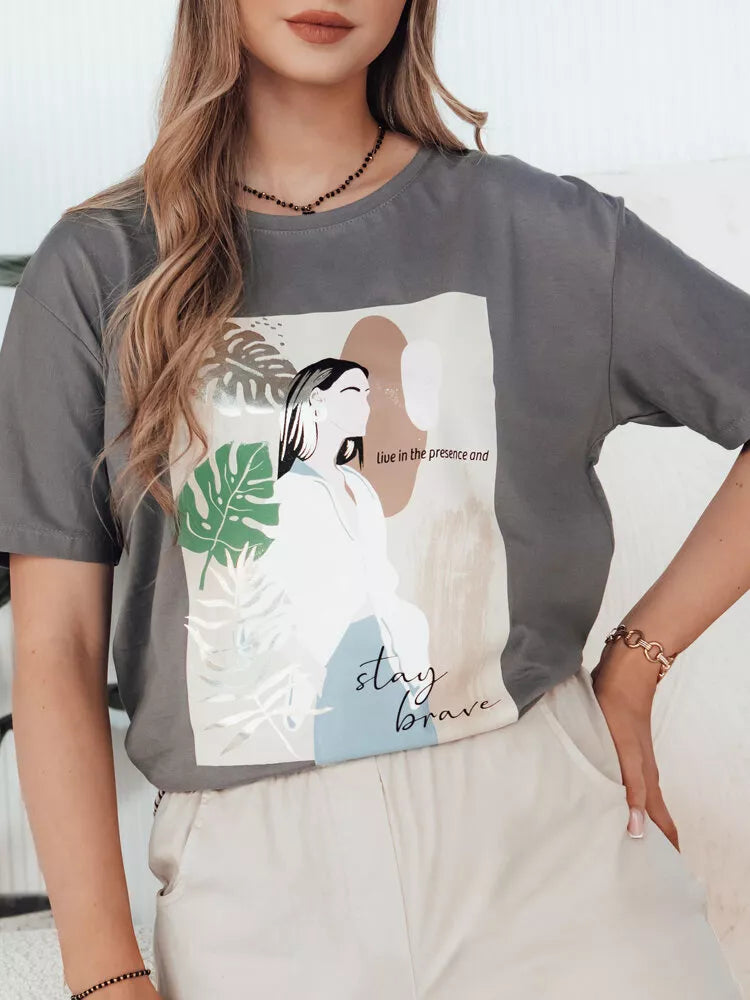 Women's gray T-shirt Breivi