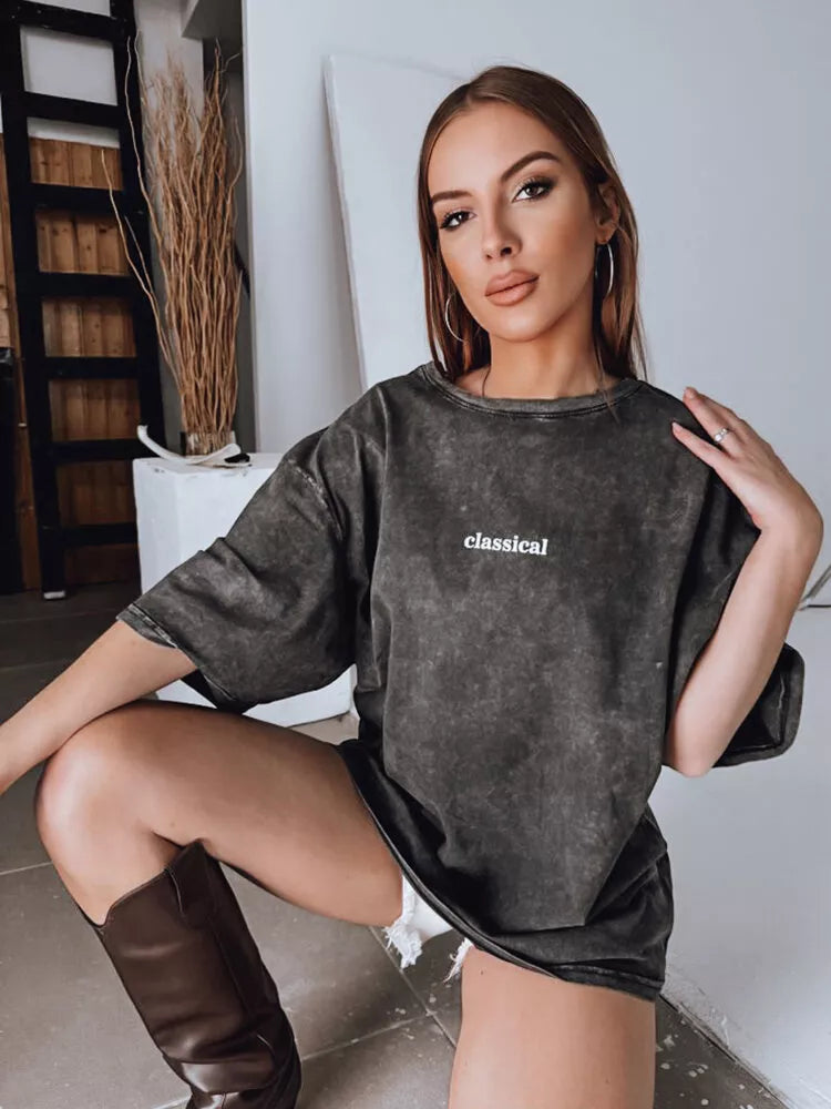 Women's dark gray T-shirt Classical 