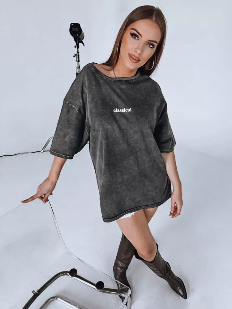 Women's dark gray T-shirt Classical 