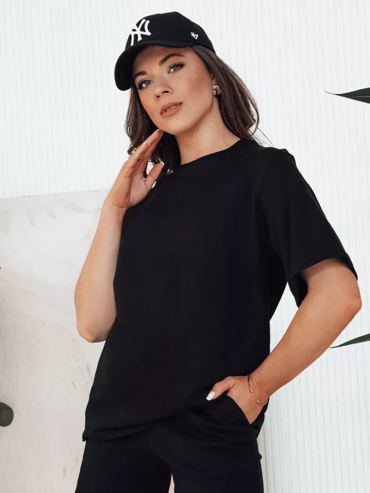 Women's black T-shirt Swan 