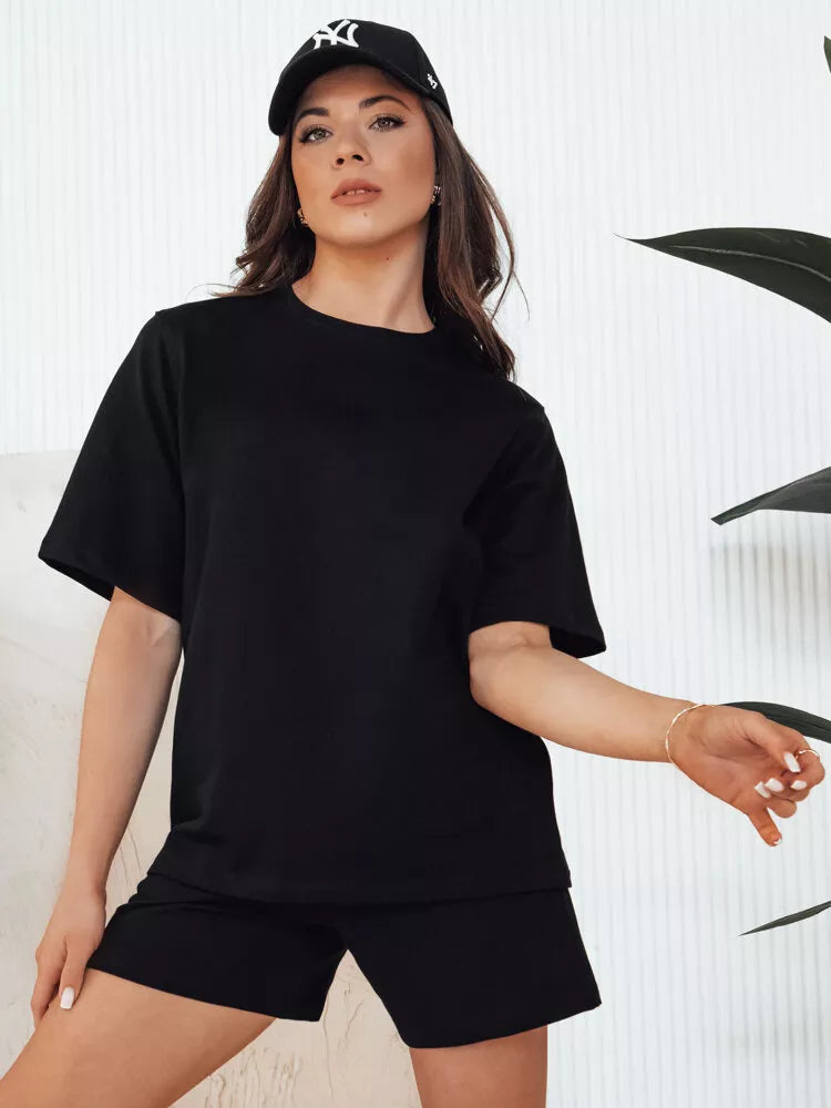 Women's black T-shirt Swan 