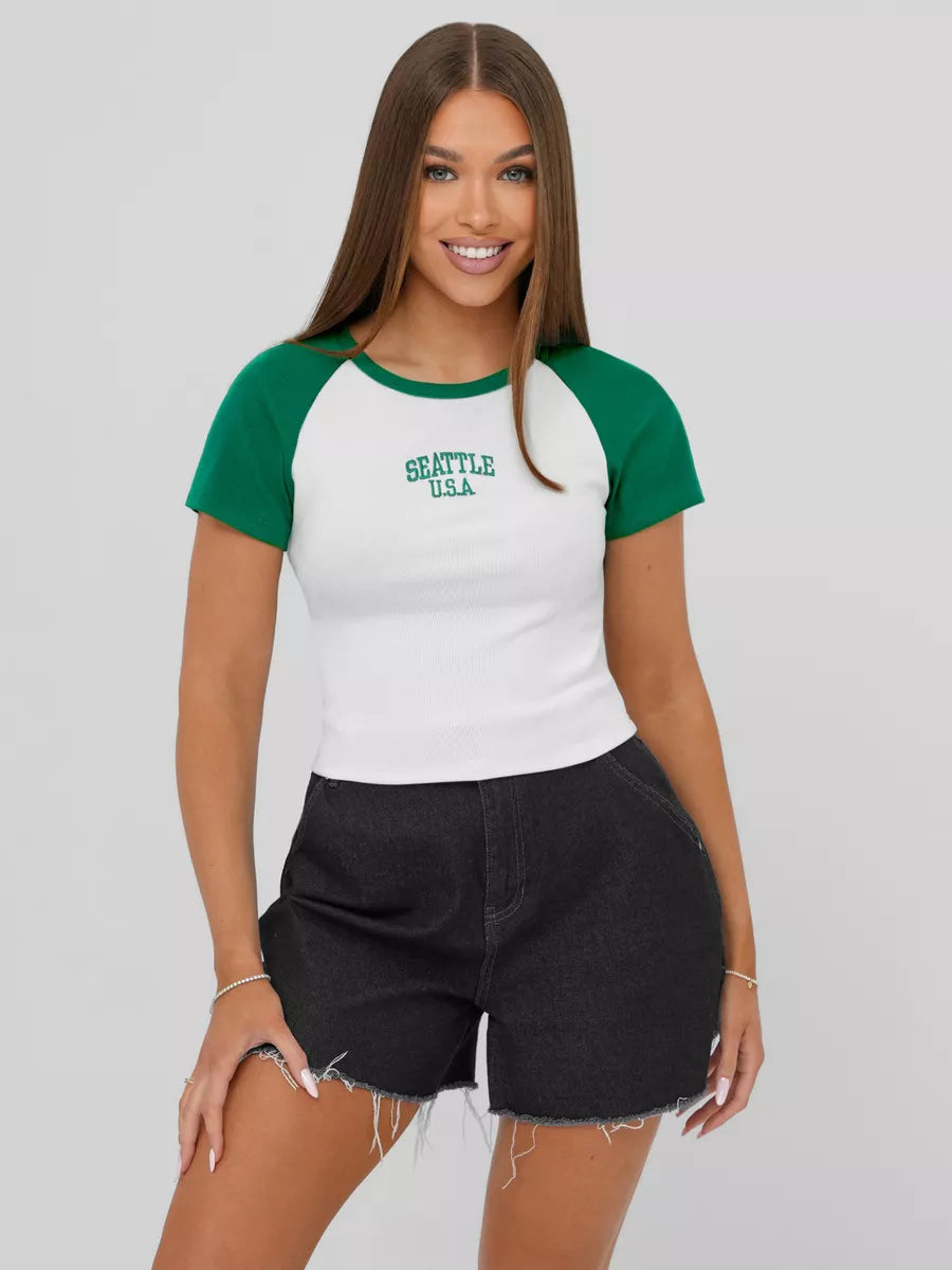 Women's white/green T-shirt Seattle USA