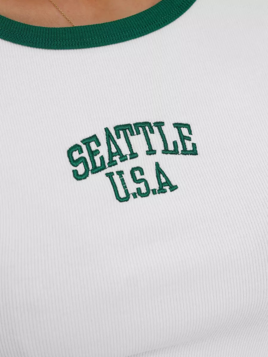 Women's white/green T-shirt Seattle USA