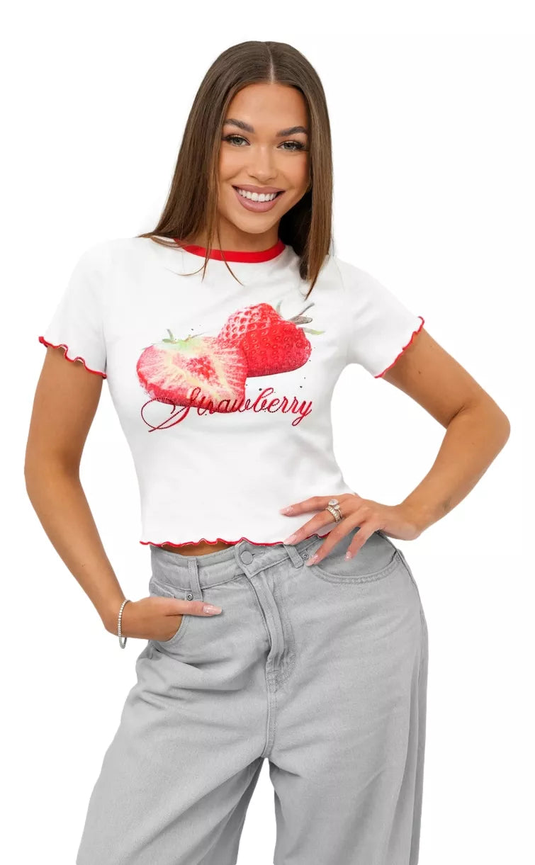 Women's white T-shirt Strawberry