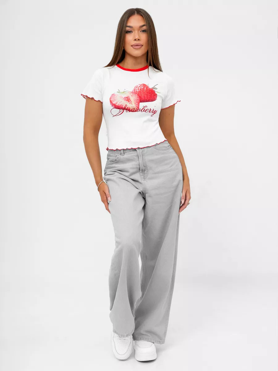 Women's white T-shirt Strawberry
