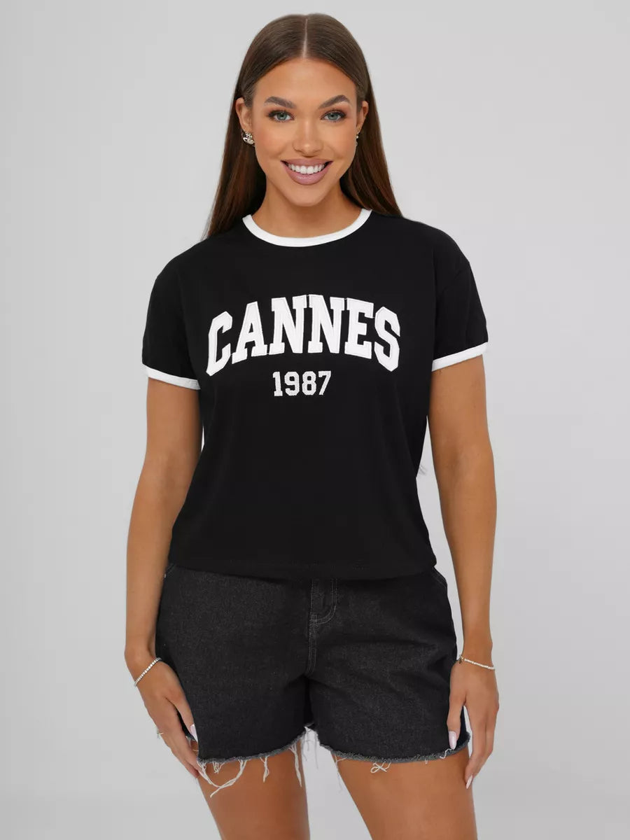 Women's black T-shirt Cannes