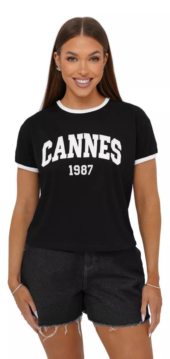 Women's black T-shirt Cannes