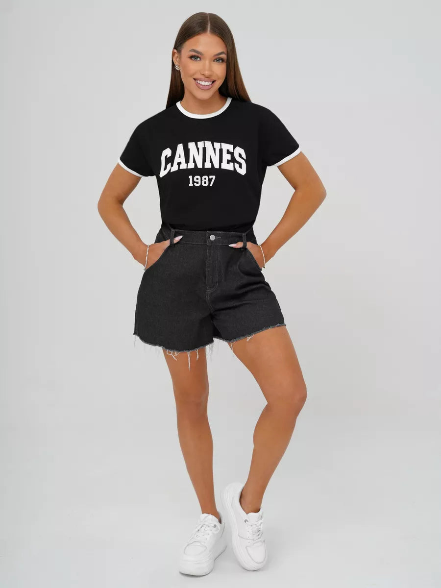 Women's black T-shirt Cannes