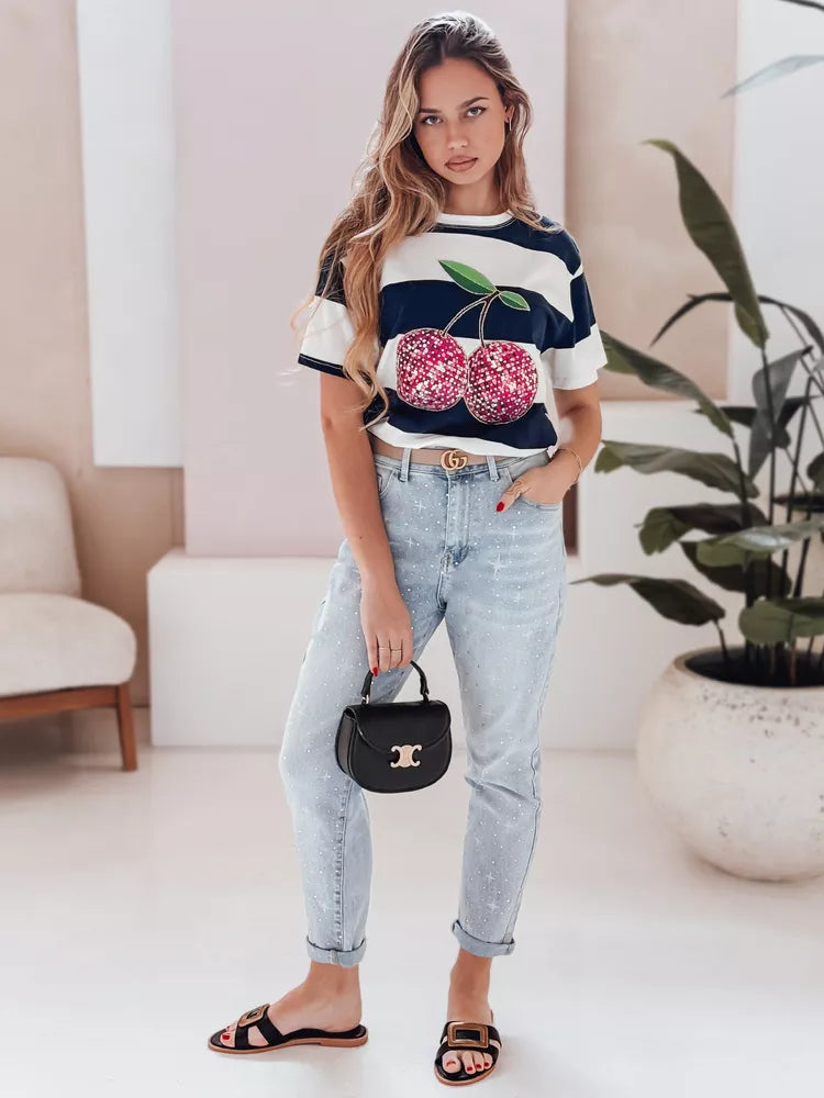 Women's dark blue striped Disco T-shirt