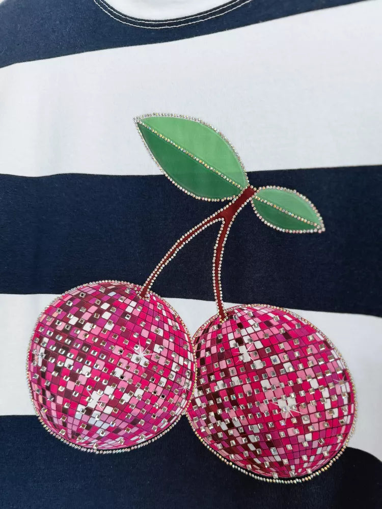 Women's dark blue striped Disco T-shirt