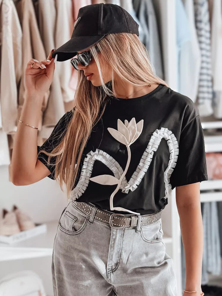 Women's black T-shirt Petinia 