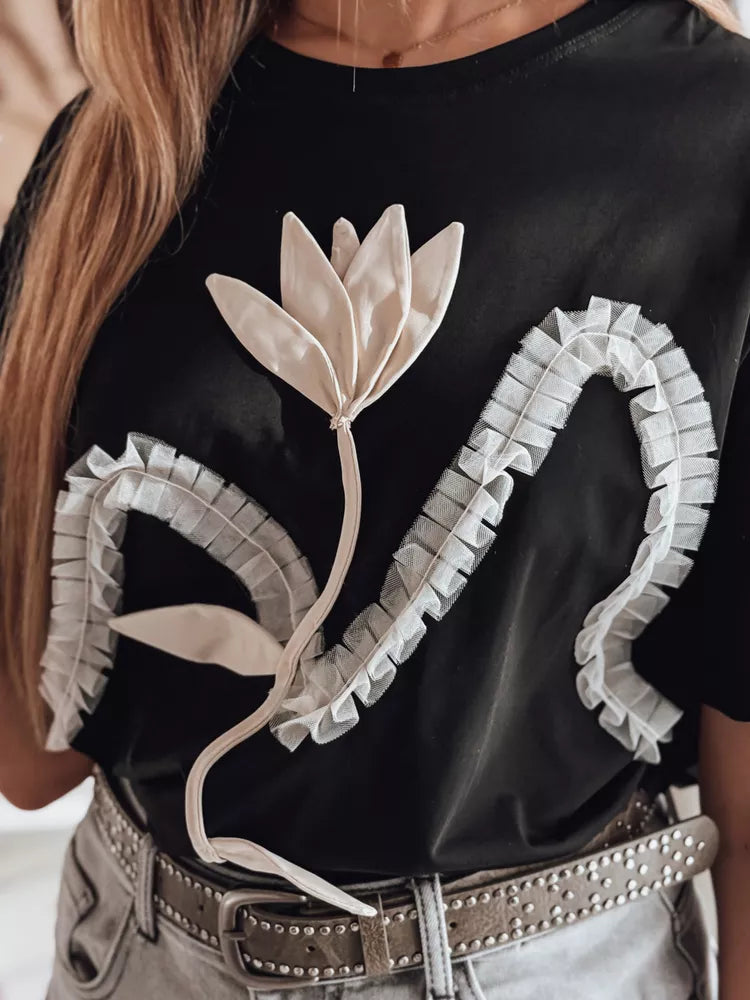 Women's black T-shirt Petinia 