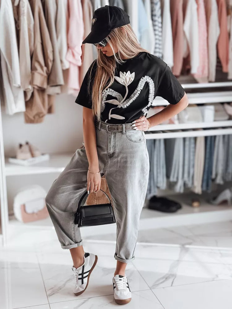 Women's black T-shirt Petinia 