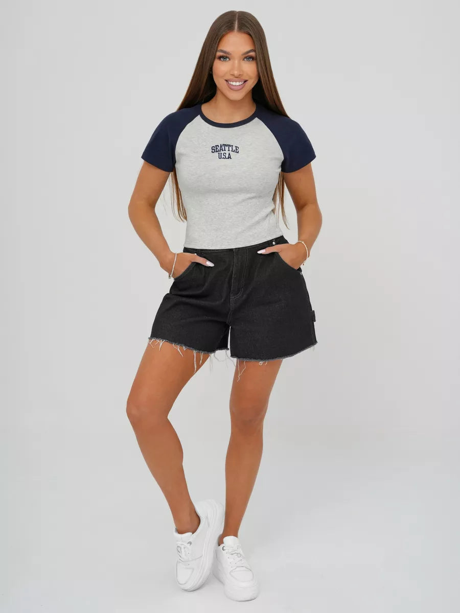 Women's gray/navy blue T-shirt Seattle USA