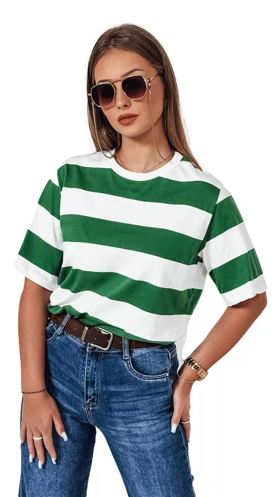 Women's striped green T-shirt Almin