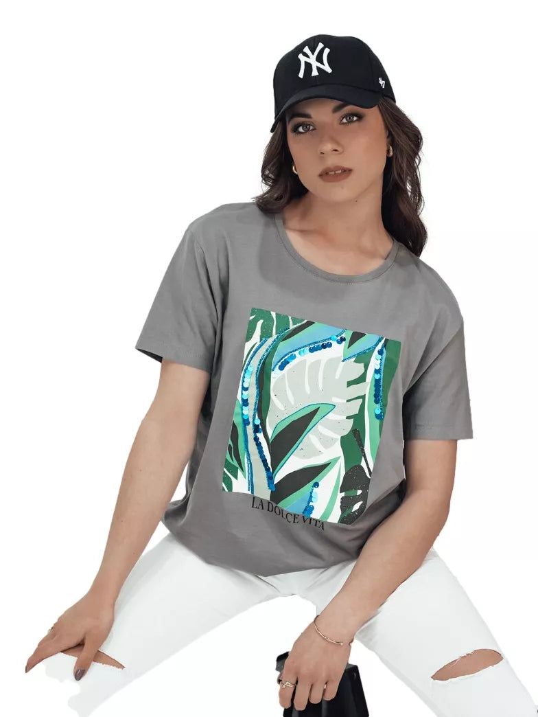 Women's dark gray T-shirt Mumba