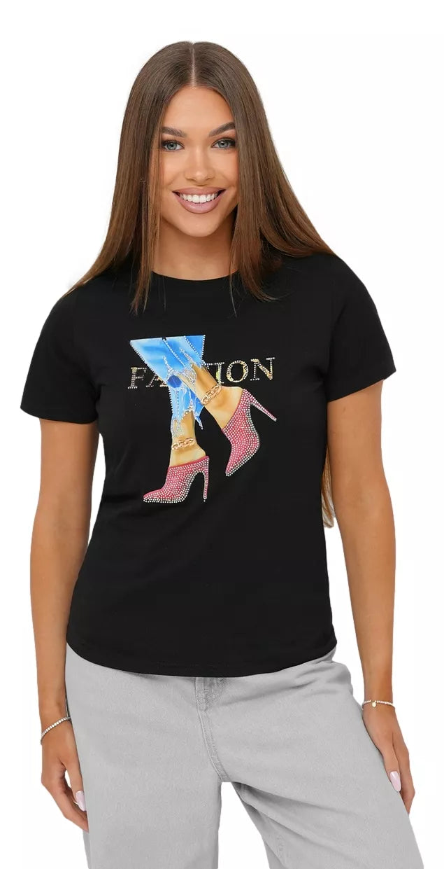 Women's black T-shirt Fact