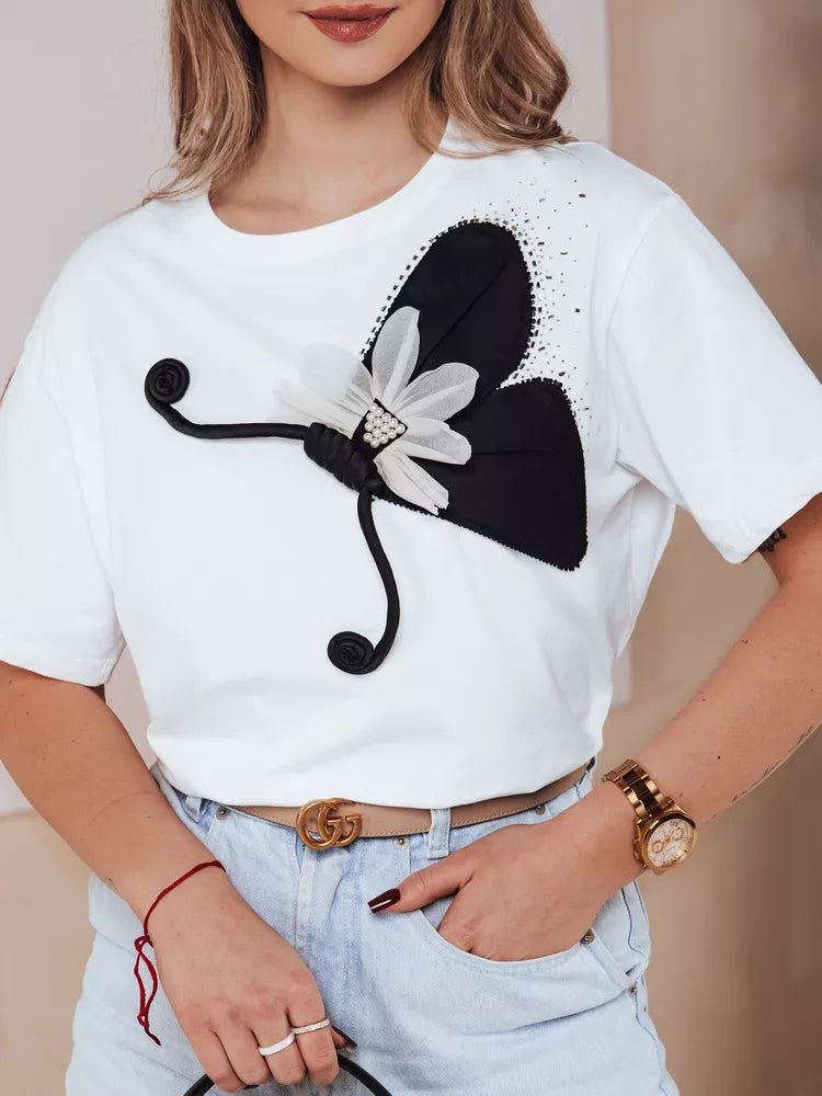 Women's white T-shirt Butterfly