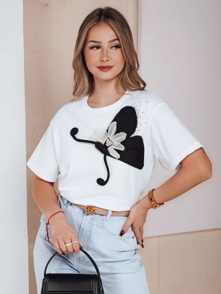 Women's white T-shirt Butterfly