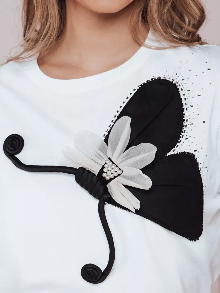 Women's white T-shirt Butterfly