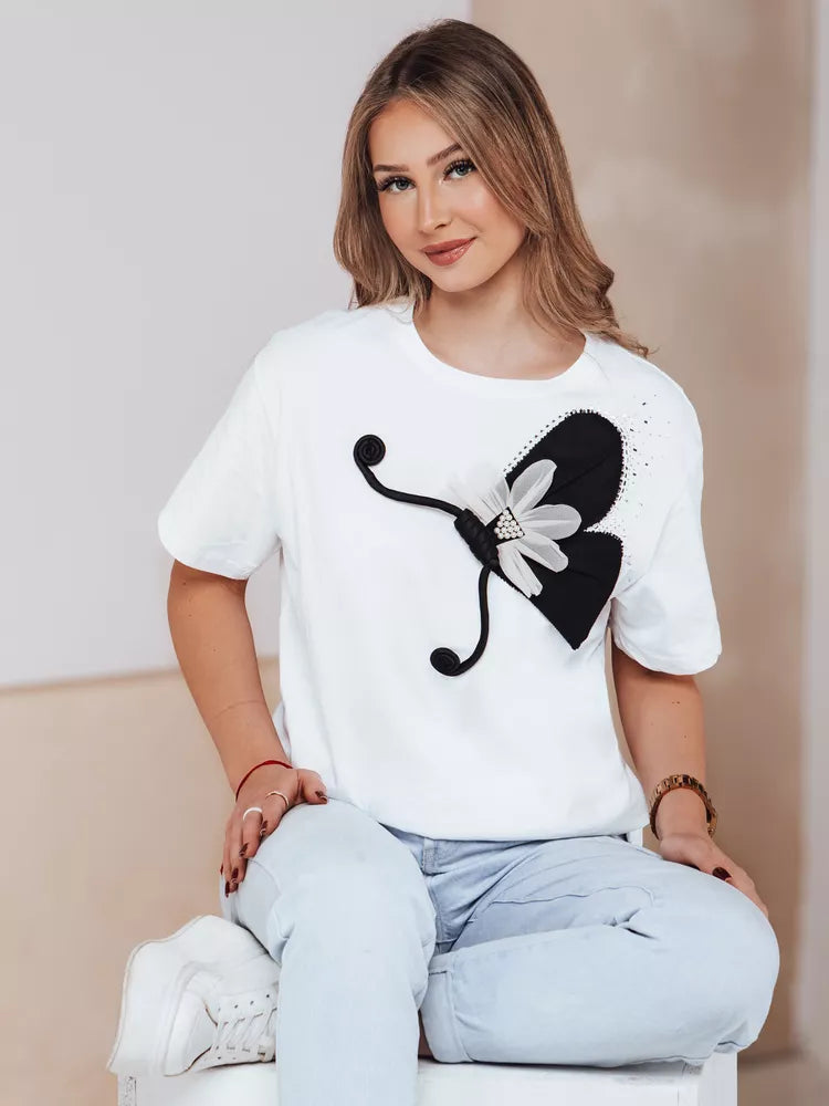 Women's white T-shirt Butterfly