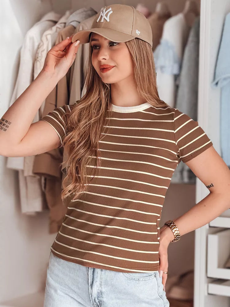 Women's brown striped T-shirt Liness 