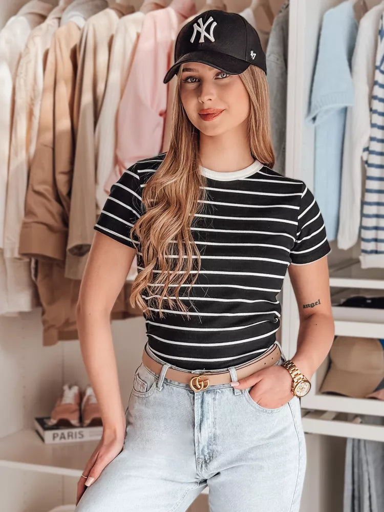 Women's black striped T-shirt Liness 