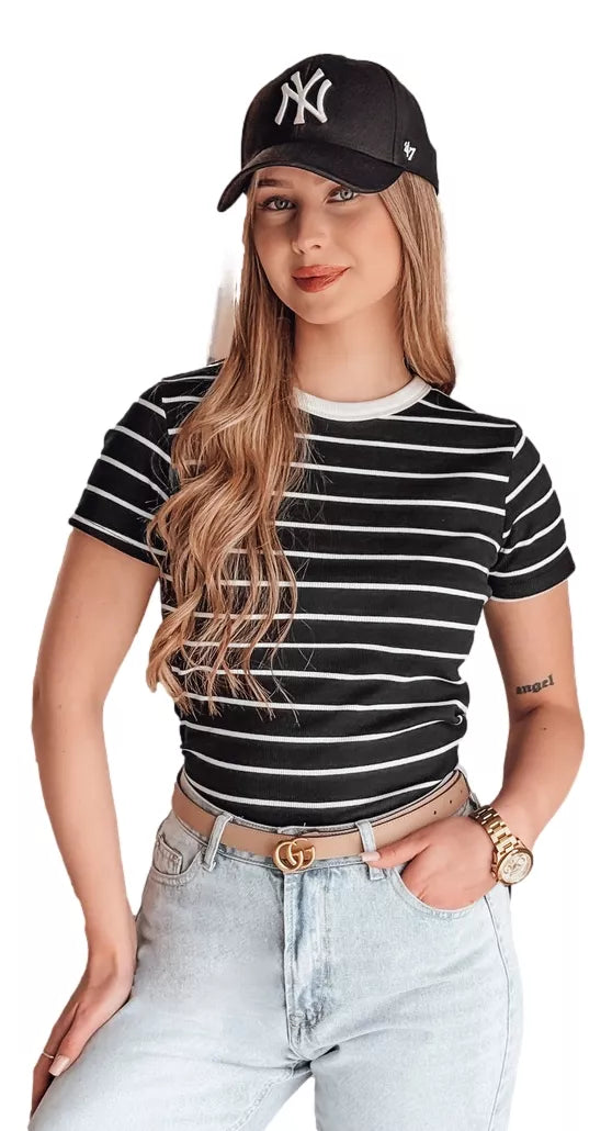 Women's black striped T-shirt Liness 