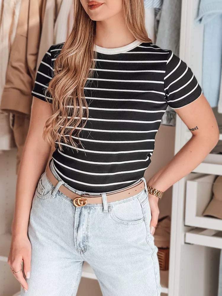 Women's black striped T-shirt Liness 