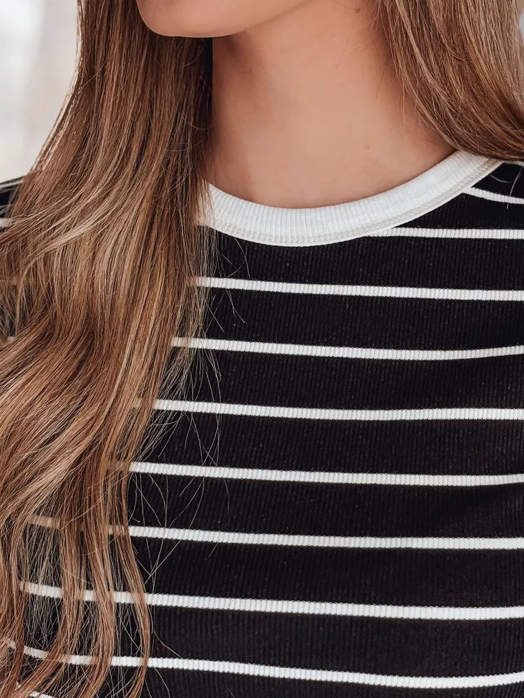 Women's black striped T-shirt Liness 