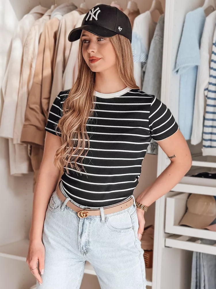 Women's black striped T-shirt Liness 