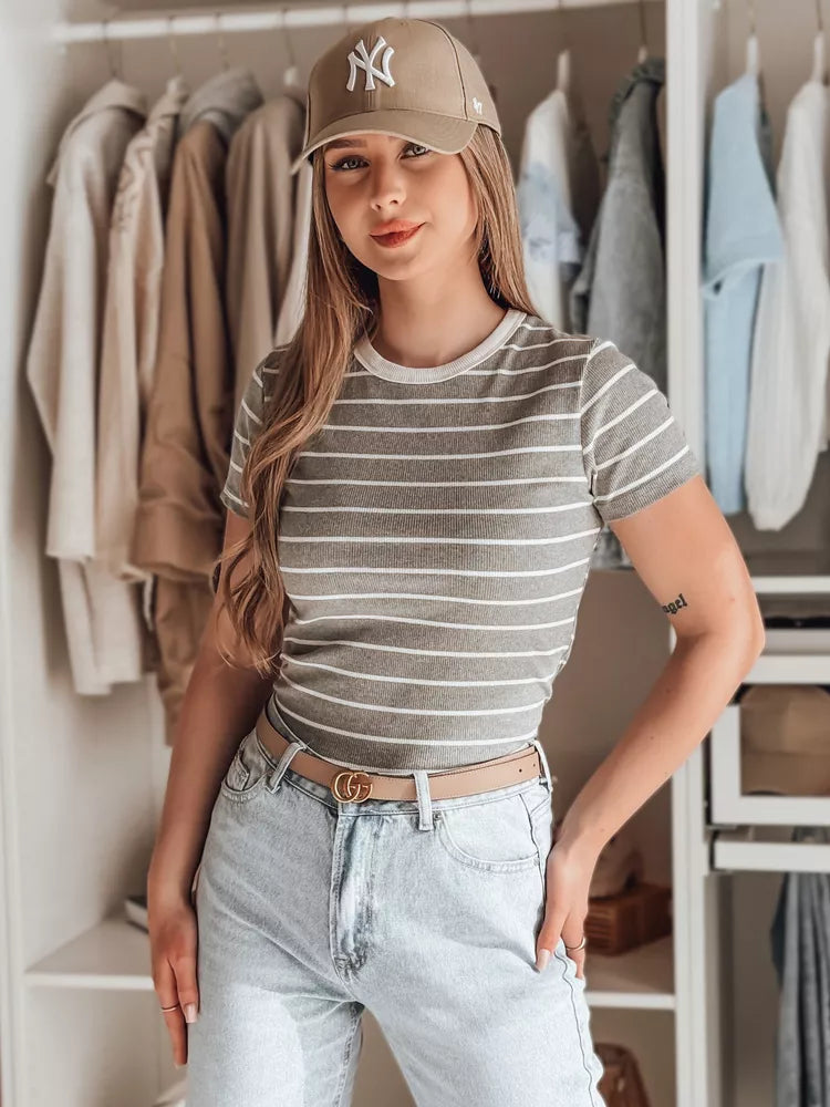 Women's gray striped T-shirt Liness 