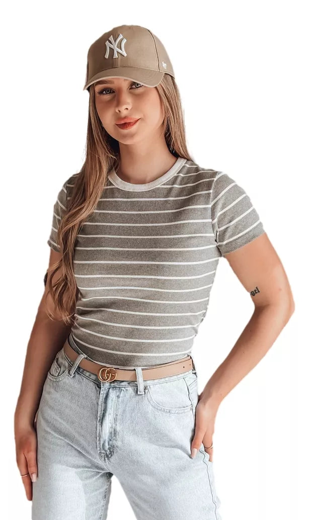 Women's gray striped T-shirt Liness 