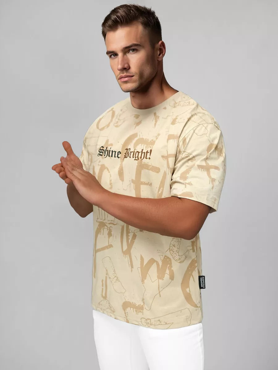 Men's brown loose-fitting T-shirt Shine Bright