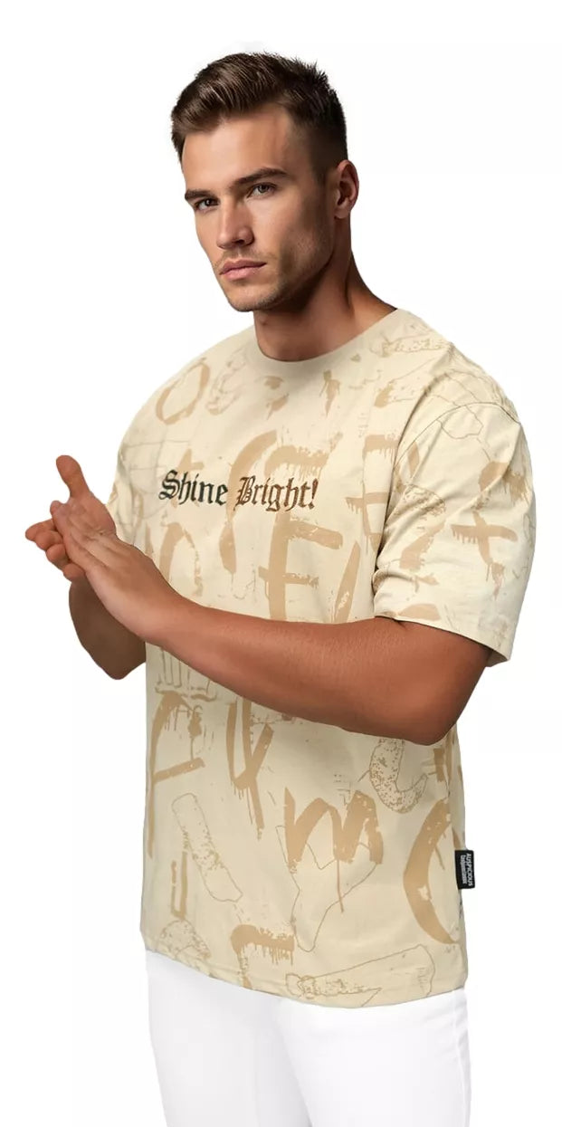 Men's brown loose-fitting T-shirt Shine Bright