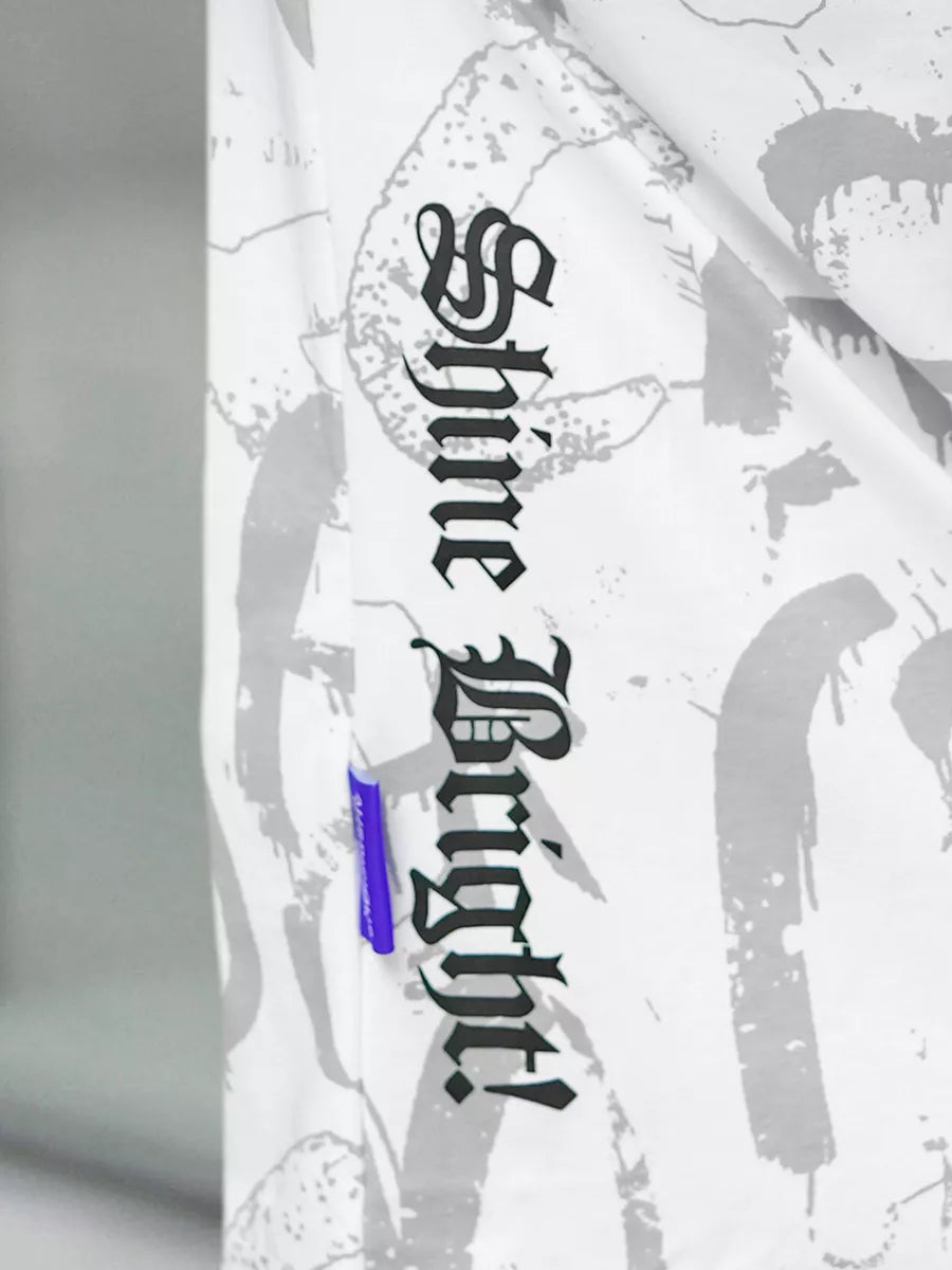 Men's white loose-fitting T-shirt Shine Bright