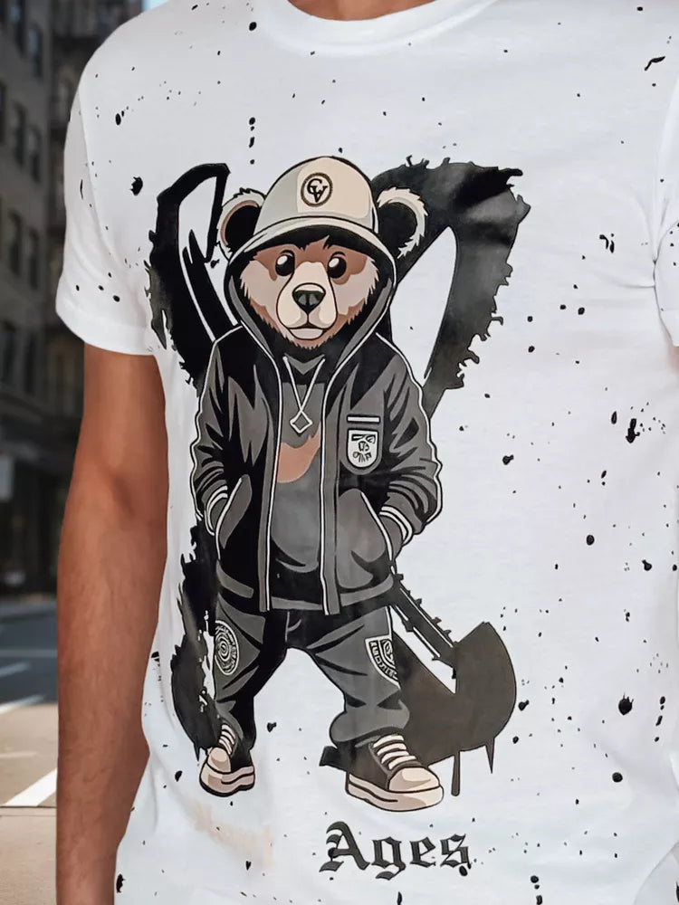 Men's white T-shirt with a picture Ages 